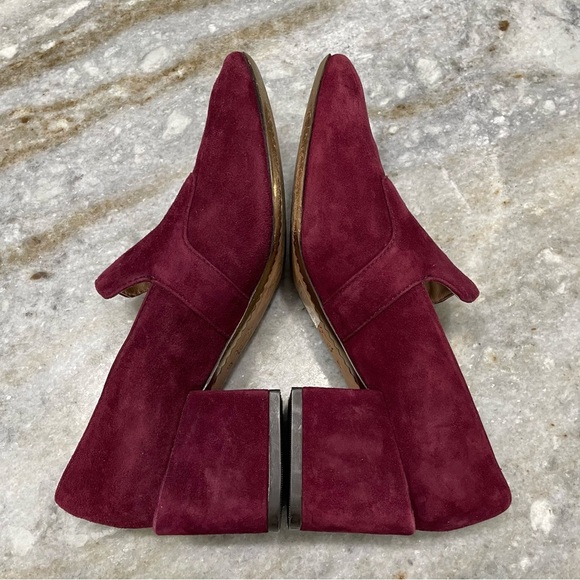TORY BURCH Tess Loafer Pump Burgundy Suede Women’s 6M - Picture 7 of 13